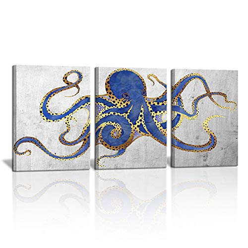 Navy Blue Octopus Wall Art