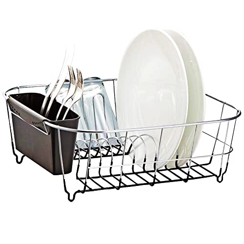  PETXPERT Dish Drying Rack, Expandable Dish Rack for Kitchen  Counter with Utensil Holder, Stainless Steel Small Dish Drainer Organizer  with Drainboard for Kitchen in Sink (White)