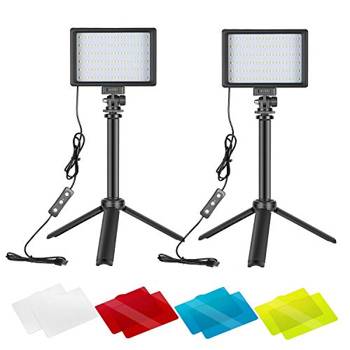 NEEWER USB LED Video Light 2-Pack with Adjustable Tripod Stand