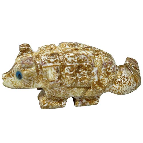 Nelson Creations, LLC Armadillo Natural Soapstone Hand-Carved Animal Charm Totem Stone Carving Figurine, 1.5 Inch