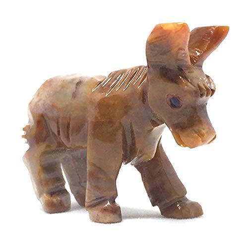 Nelson Creations, LLC Donkey Natural Soapstone Hand-Carved Animal Carving Charm Totem Figurine, 1.5 Inch