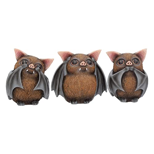 Nemesis Now B4473N9 Three Wise Bats 8.5cm Figurines, Brown
