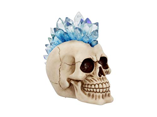 Nemesis Now Crystal Hawk Figurine - Mesmerizing Skull Figurine with Illuminated Mohawk and Blue Crystals