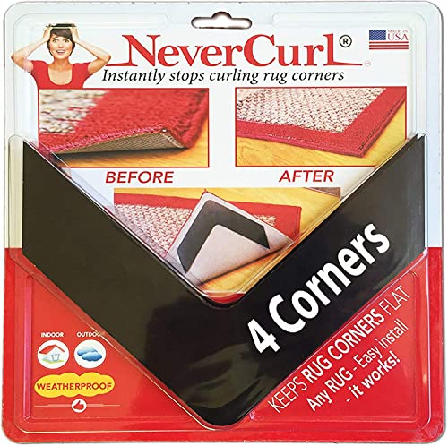 NeverCurl V Shape Rug Corner Gripper - Premium Rug Corner Gripper to Prevent Curling