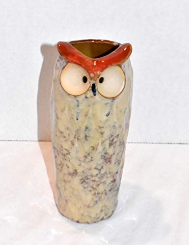 New 9" Big Eyed Owl Ceramic Flower Vase Reactive Glaze Decorative Holder