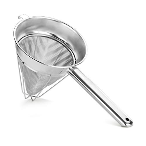 New Star Foodservice 537423 Stainless Steel Reinforced Bouillon Strainer, 8-Inch