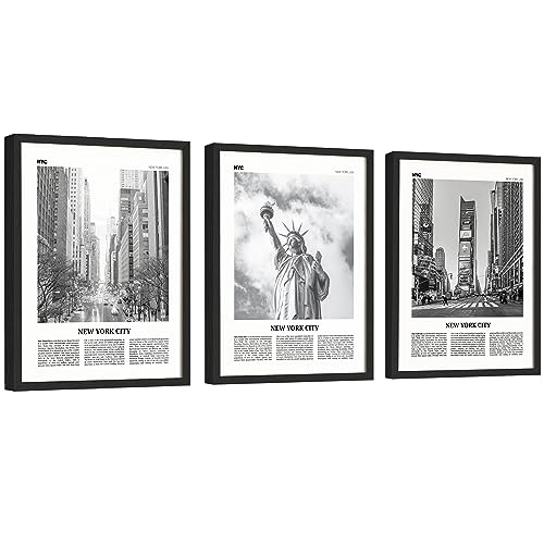 New York Skyline Wall Art - NYC Black And White Pictures for Wall Decor