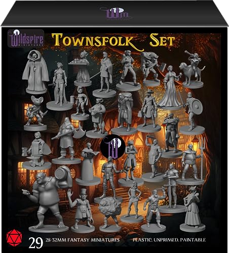 Newcombie 29 Heroic Townsfolk Fantasy Miniatures for DND