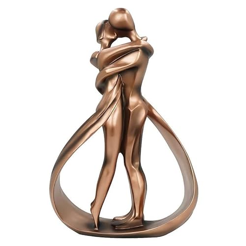 NEWQZ Wedding Anniversary, Resin Couple Romantic Sculpture Home Decor, Great Gift, Antiqued Copper, 10 Inch