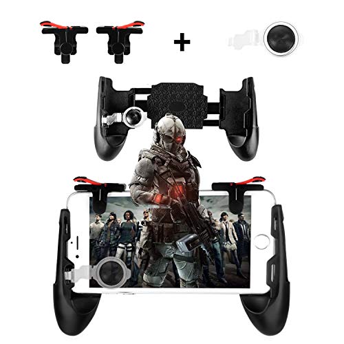 Newseego Mobile Game Controllers, Phone Triggers for Mobile Phone, Shooter Sensitive Controller Joysticks Gamepad for Knives Out/Rules of Survival(1 Pair Triggers + 3 in 1 Portable Gamepad)