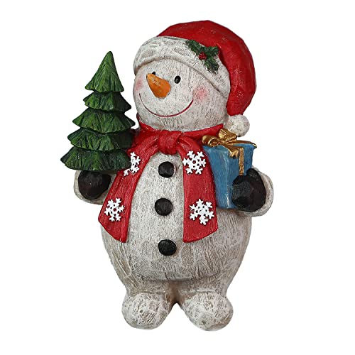 Newsparkle Snowman Christmas Decorations,Christmas Resin Snowman Figurines Indoor with Christmas Tree