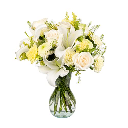 NEXT DAY DELIVERY | White Bright Light Fresh Flower Bouquet with Vase by Arabella Bouquets