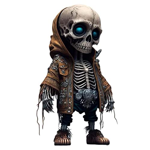 nezababycos Cool Skeleton Figurines Skull Statue Halloween Decoration Miniature Horror Cute Ornaments Collectibles Memorial Gothic Sculpture for Outdoor Indoor Home Office Desk Gift (D)
