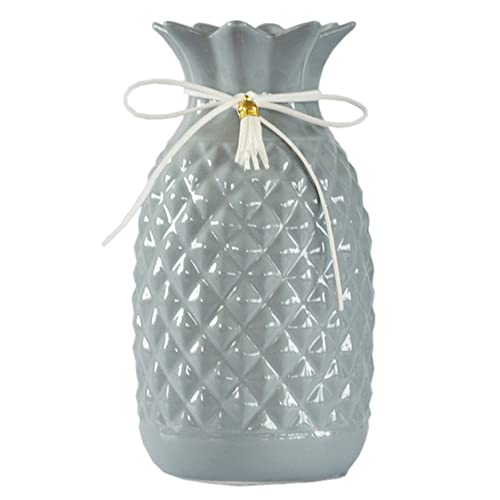 NICEKAY Gray Ceramic Pineapple Vase for Home Decor