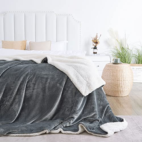 NICETOWN Sherpa Fleece Bed Blankets - Super Soft Plush Ultra Thick