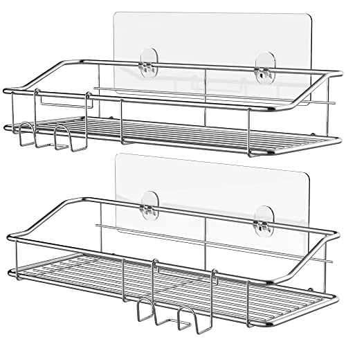 Orimade Corner Shower Caddy Stainless Steel with Hooks Wall 2-Pack, 01- silver