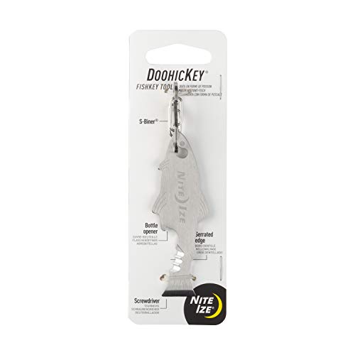 Nite Ize DoohicKey FishKey Key Tool Keychain Multi-Tool, Stainless, 1-Pack