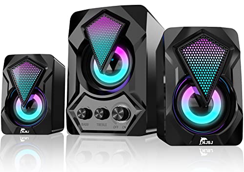 NJSJ Computer Speakers with Subwoofer and RGB Light