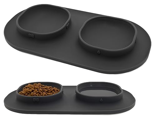 No-Spill and Non-Skid Dog Food Bowls with Mat