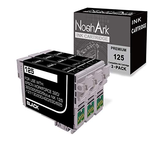 NoahArk 3 Packs T125 Remanufactured Ink Cartridge Replacement for Epson 125