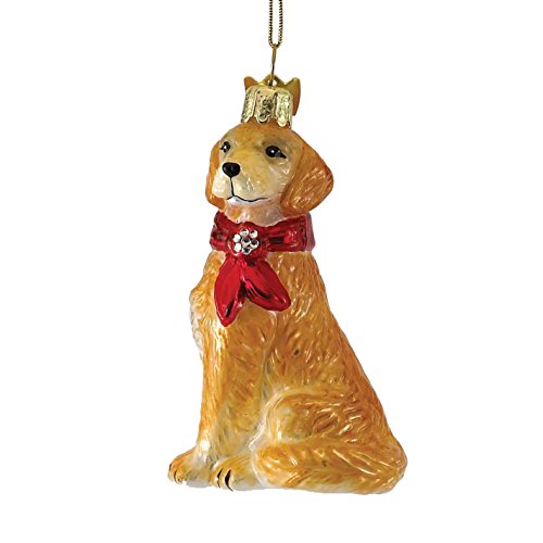 Noble Gems™ Golden Retriever Glass Ornament, Christmas