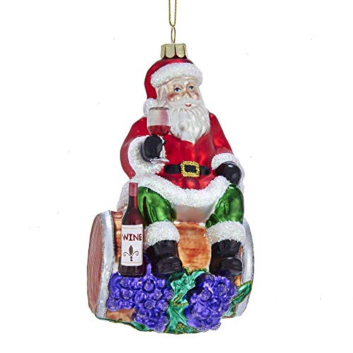 Noble Gems Santa On Wine Barrel Glass Ornament