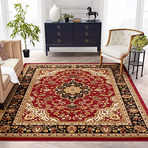 Noble Medallion Red Persian Floral Oriental Rug