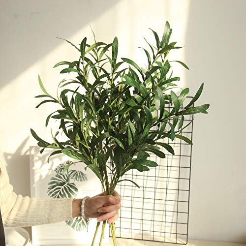 NOLAST 4pcs Faux Greenery Branches Stems Fake Olive Branches Artificial Plants for Vase Home Party Decoration (Green)