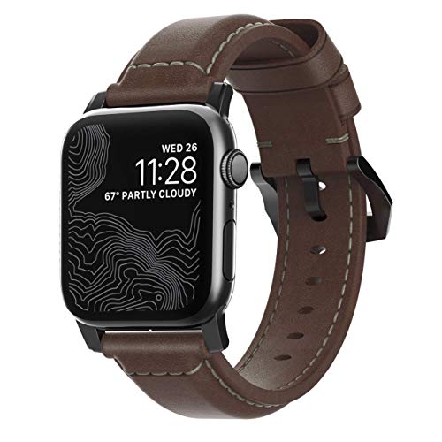 Nomad Traditional Band for Apple Watch 44mm/42mm | Rustic Brown Horween Leather | Black Hardware