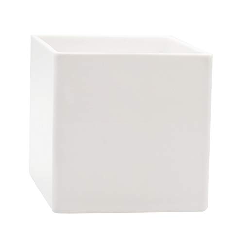 Non-Breakable White Acrylic Vases - 6" Cube Shape