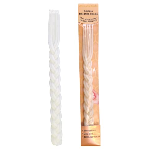 Non-Drip and Smokeless White Beeswax Havdalah Candle