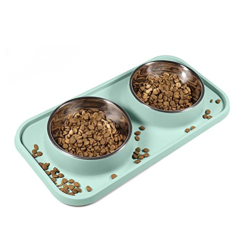 Non-Spill Cat Food Bowls with Silicone Pads and PP Stand