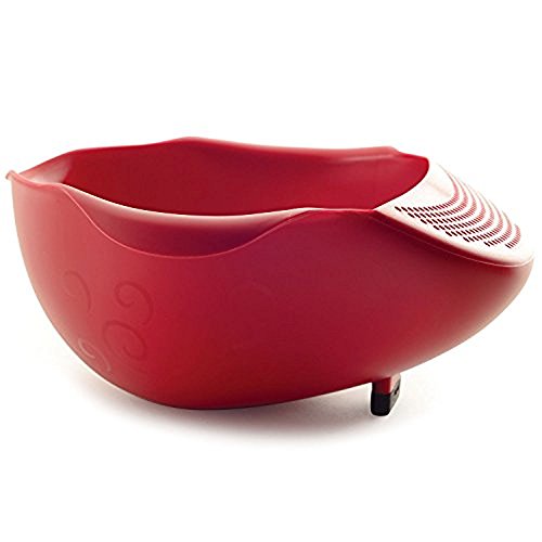 Norpro NOR-2176 Plastic Serving Bowl with Strainer , Red