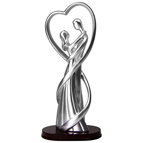 Norrclp Modern Decor Couple Statue, Valentine's Day Decorations Couple Sculpture for Home Decor, Wedding (Silver)