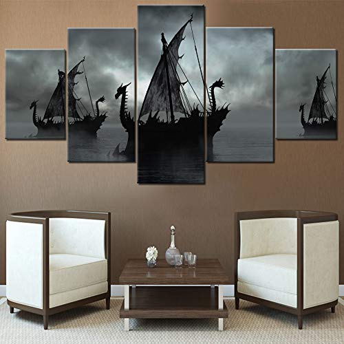 Norse Decor Viking Ship Canvas Wall Art