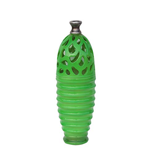 Northlight 15" Lime Green and Gray Outdoor Patio Cutout Bottom Vase