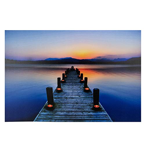 Northlight 23.75" LED Lighted Sunset Pier Scene Canvas Wall Art