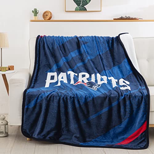 Northwest NFL Velocity Silk Touch Sherpa Throw Blanket, 50" x 60" New England Patriots