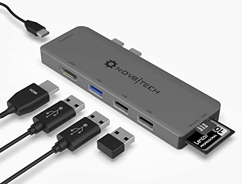 NOV8Tech USB C Hub - Multiport Adapter for MacBook Pro/Air