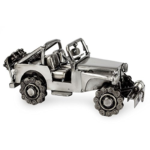 NOVICA Metallic Decorative Recycled Metal Sculpture, 5" Tall, Rustic Off-Road Jeep