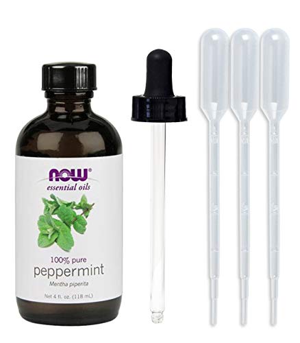 NOW Foods, Peppermint Oil 4 oz (w/Glass Dropper) + 3 Plastic Transfer Pipettes