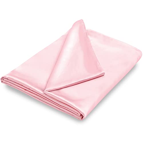 NSGZ 60" x 80" Satin Duvet Cover for Weighted Blanket, Luxury Silky Removable Satin Weighted Blanket Cover with 8 Ties Secure Fastening, Pink