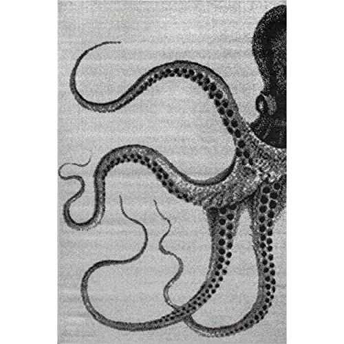 nuLOOM Octopus Accent Rug, 3x5, Grey