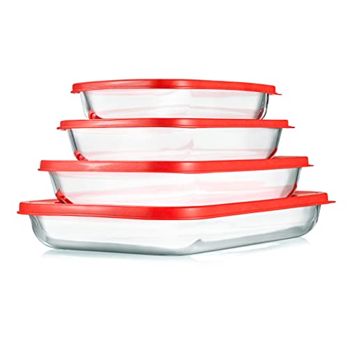NutriChef Glass Bakeware Set - High Borosilicate Rectangular Baking Dish with Lids