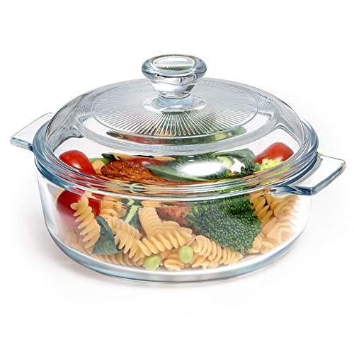 1.5L/50oz Glass Pot with Cover, Amber Glass Cooking Pot, Glass Saucepan with Lid and Handle - Safe to Heat Pasta Noodle, Soup, Milk, Baby Food