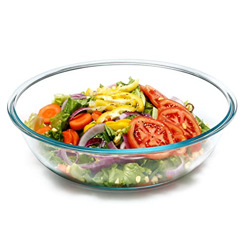 NUTRIUPS Large Glass Mixing Bowl, Large Salad Bowl for Serving (6 QT)