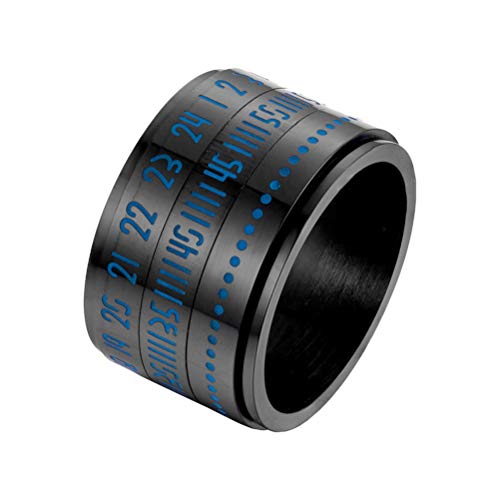 OAKKY Men's Steel Luminous Spinner Ring with Calendar Clock