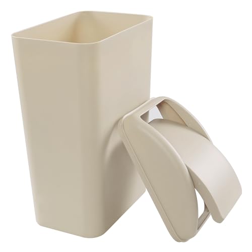 Obstnny Plastic Trash Can for Narrow Spaces, Khaki