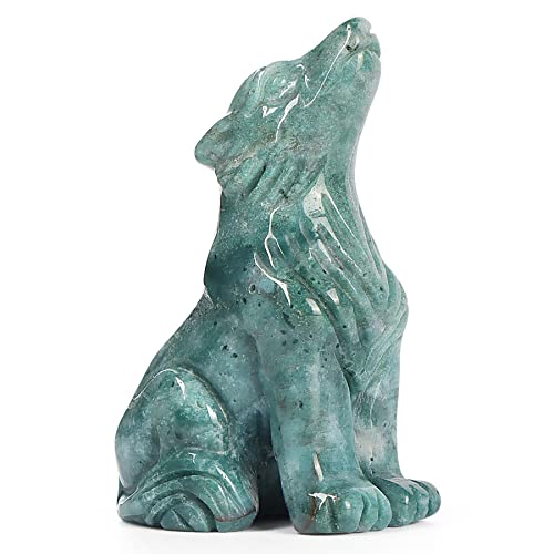 Ocean Jasper Crystal Wolf Figurine