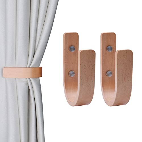 OCIOLI Curtain Tiebacks Wood Curtain Holdbacks